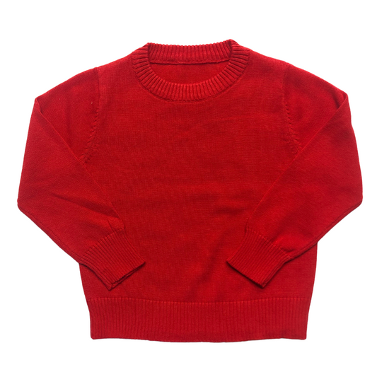 Maglione rosso con ricamo personalizzato Bimbo in 100% cotone