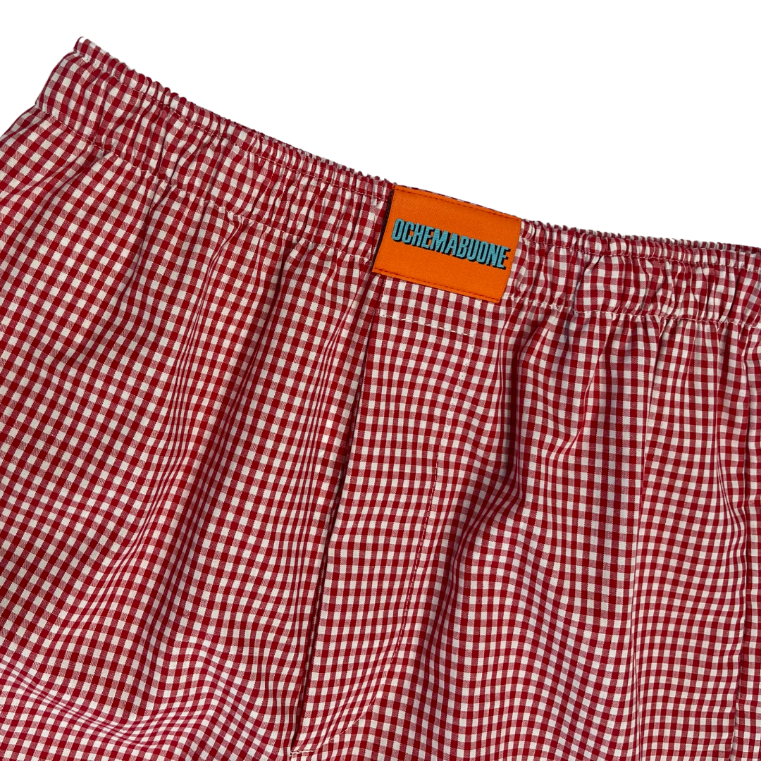 Pantaloni "tovaglia" 100%Cotone Quadretti Bianchi e rossi